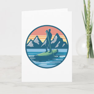 Paddleboarding Retro Sunset Lake Mountains Gift Card