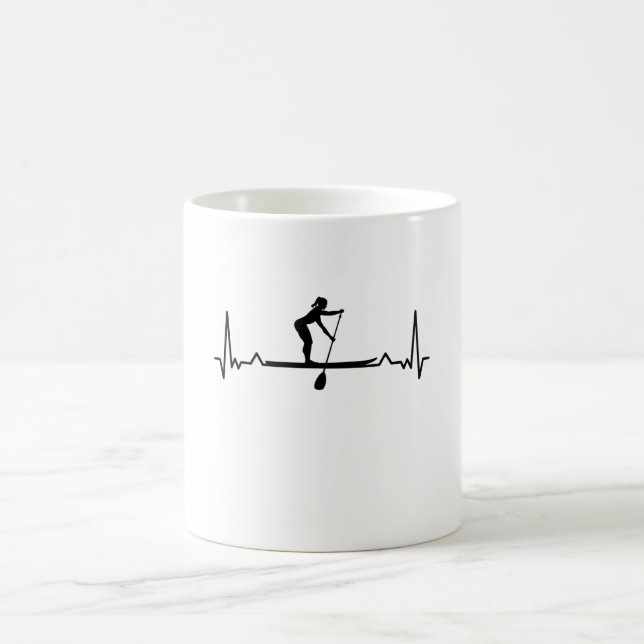 Paddleboarding Sup Girls Heartbeat Gift Coffee Mug (Center)