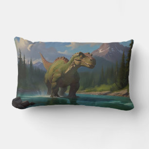 Paddling Brontosaurus & River Fun Lumbar Pillow