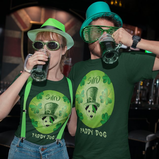 Paddy Dog Shamrocks St Patrick's Dog Monogrammed T-Shirt (Paddy Dog Shamrocks St Patrick's Dog Monogrammed T-Shirt)