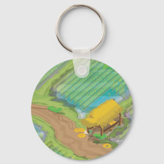 Paddy field of the far east keychain