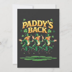 Paddy's Back Funny Trump St Patrick Day Leopard  Holiday Card