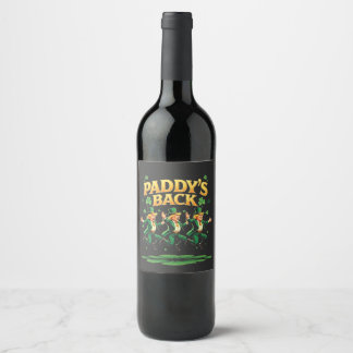 Paddy's Back Funny Trump St Patrick Day Leopard  Wine Label