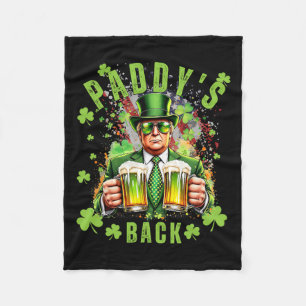 Paddy's Back Funny Trump St Patricks Day Irish Sha Fleece Blanket