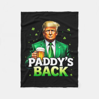 Paddy's Back Lucky Trump Beer Shamrock St Patricks Fleece Blanket