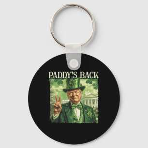 Paddy's Back St Patricks Day Lucky Trump Shamrock Keychain