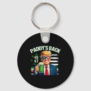 Paddy's Back Trump 45 47 Irish American Flag St Pa Keychain
