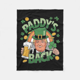 Paddy's Back Trump Funny St. Patrick’s Day Shamroc Fleece Blanket