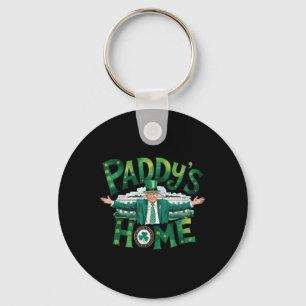 Paddys Home Trump Funny St Patricks Day Shamrock Keychain