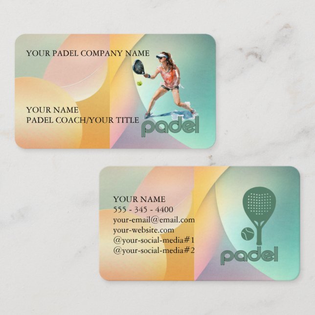 Padel Business Card - Vibrant Padel Style 3 (Front/Back)