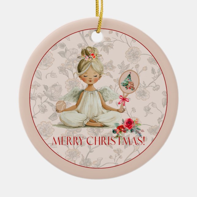 Padel Christmas Ornament – Dainty Padel Angel (Front)