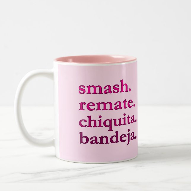 PADEL COFFEE MUG – WORD VIBES – BRIGHT LIGHT PINKS (Left)