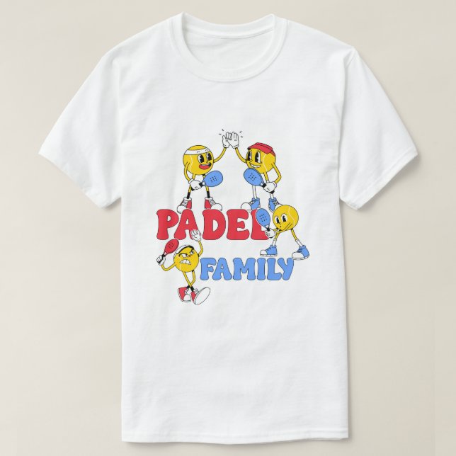 Padel Family | Retro Cartoon T-Shirt (Design devant)