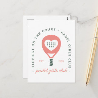 Padel girls club pink aesthetic postcard