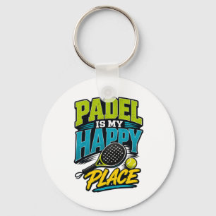 Padel Is My Happy Place Retro Sports Keychain