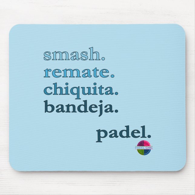 Padel Mouse Pad - Word Vibe Sky Blue (Front)