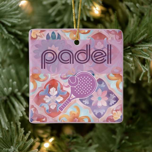Padel Ornament – Spanish Tile Vibes in Purple (Tree)