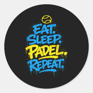 Padel player funny repeat design classic round sticker
