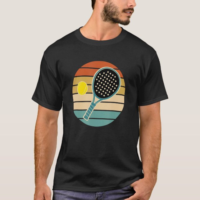 Padel Retro Sunset Paddle with Ball T-Shirt (Front)