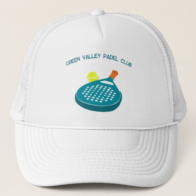 Padel Tennis Racket and Ball Personalized Trucker Hat (Front)