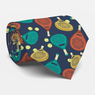 Padel Tennis Rackets and Balls Patterned Tie