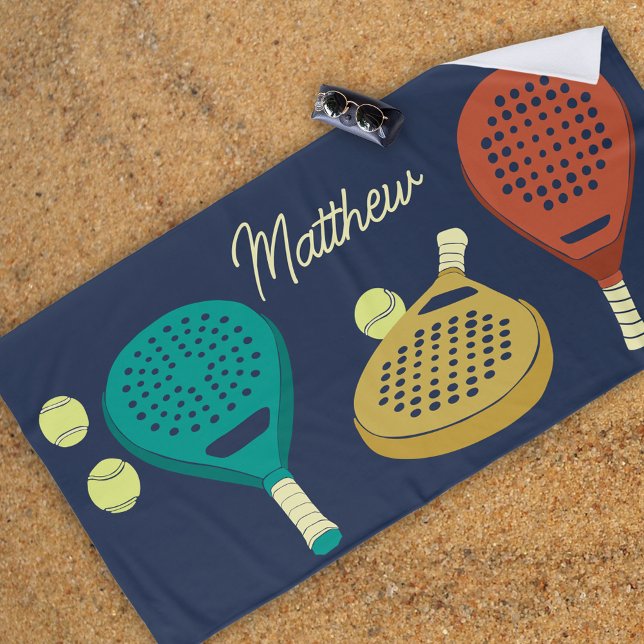 Padel Tennis Rackets and Balls Personalized Beach Towel (Creator Uploaded)