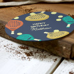 Padel Tennis Themed Custom Party Round Paper Coaster<br><div class="desc">Whether it's a party at the padel court or a celebration honouring your favourite padel player take your party game to the next level with personalized party supplies. These paper coasters are ready to be customized with your own greeting and name. They feature illustrations of padel tennis rackets and balls...</div>