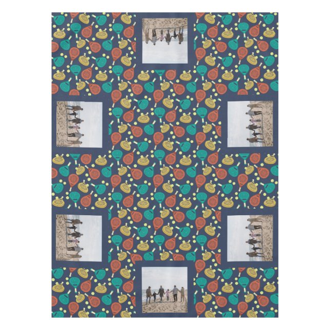 Padel Tennis Themed Custom Photo Tablecloth (Front)