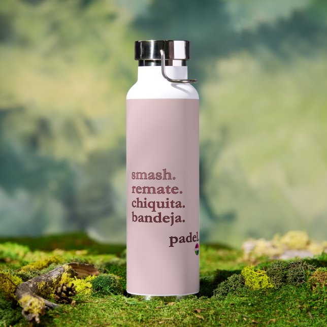 Padel Water Bottle-Word Vibe Dusty Rose Water Bottle (Outdoor (Rotated))