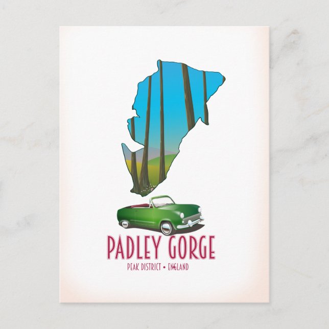 Padley Gorge peak district england map Postcard (Front)