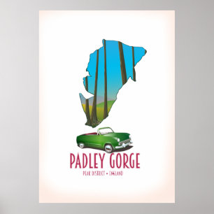 Padley Gorge peak district england map Poster