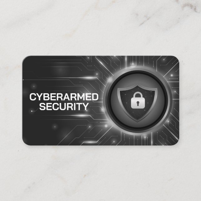 Padlock Cyber Tech Background Business Card (Front)