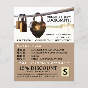 Padlocks Hanging on Rope, Locksmith Advertising Flyer
