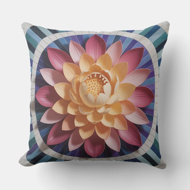 Padma Radiance Mosaic 3D Batik Motif Throw Pillow (Front)