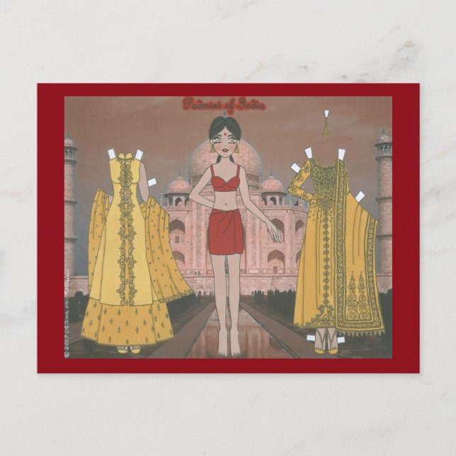 Padmini of India Paper Doll Postcard (Front)