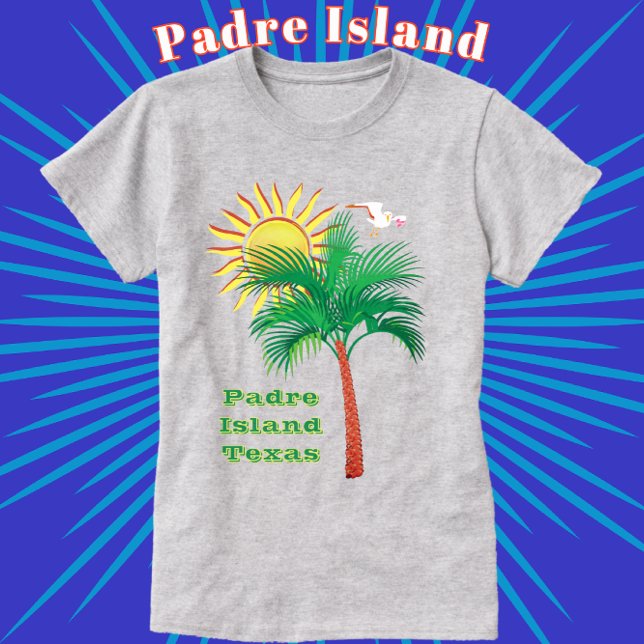 Padre Island Texas Palm Tree, Seagull and Sun T-Shirt (Creator Uploaded)