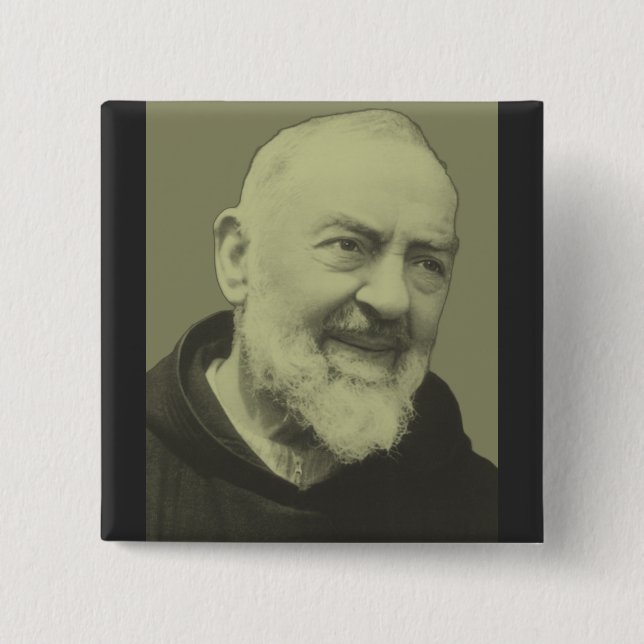 Padre Pio of Pietrelcina 2 Inch Square Button (Front)