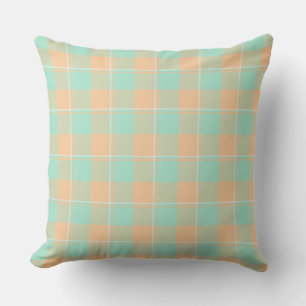 Padua Green and Corvette Peach Plaid Throw Pillow