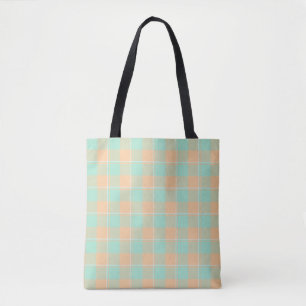 Padua Green and Corvette Peach Plaid Tote Bag