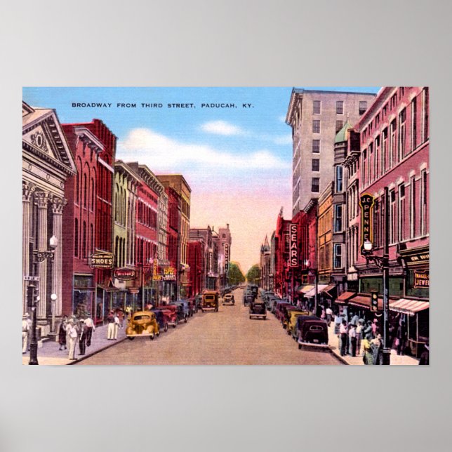 Paducah Kentucky Broadway from Third 1930 Poster (Front)