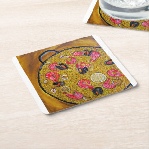 Paella De Marisco Painting by Alfred Fox Square Paper Coaster
