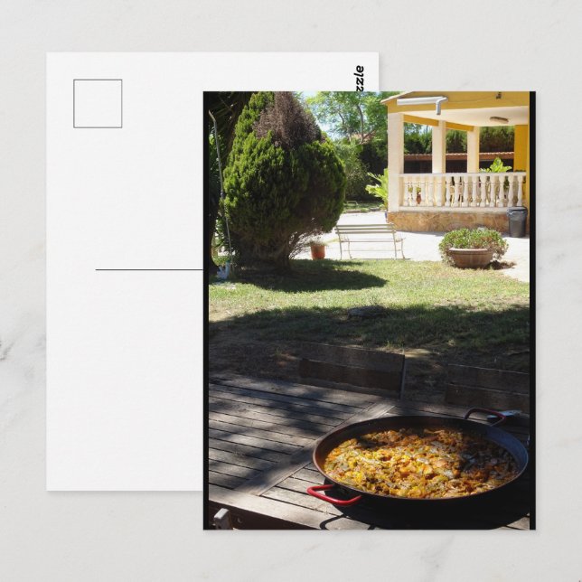 Paella Dish Resting in Garden Postcard (Front/Back)