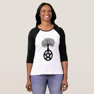 Pagan Black Pentacle Tree T-Shirt