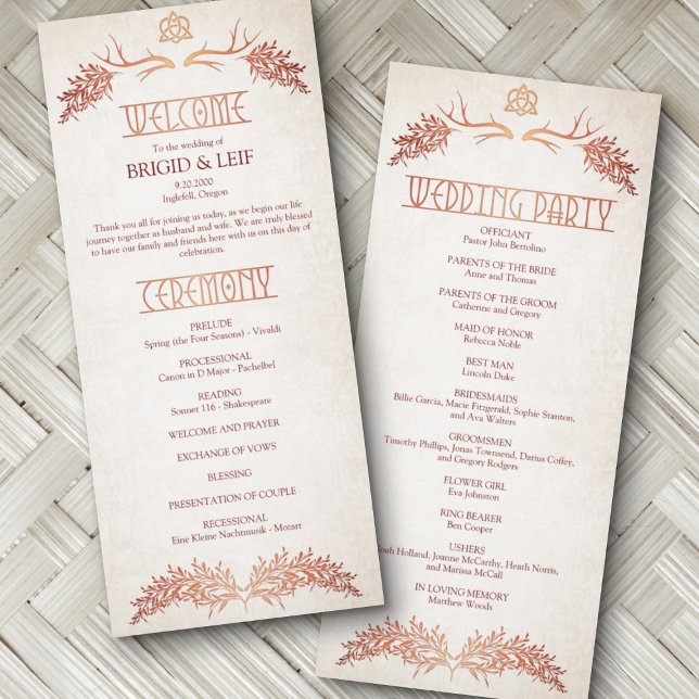 Pagan Celtic Antlers Wedding Program (Creator Uploaded)