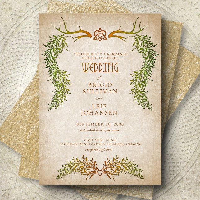 Pagan Celtic Autumn Foliage Wedding Invitation (Creator Uploaded)