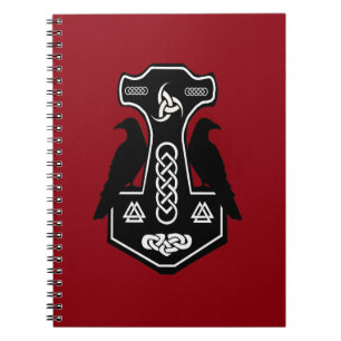 Pagan Celtic Thor's Hammer with Ravens Notebook