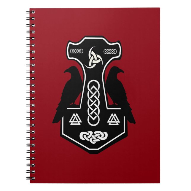 Pagan Celtic Thor's Hammer with Ravens Notebook (Front)