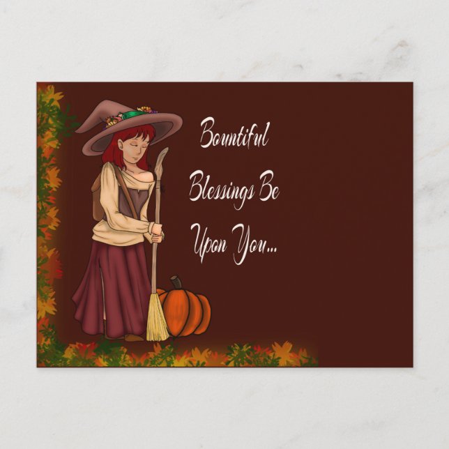 Pagan Fall Greetings Postcard (Front)