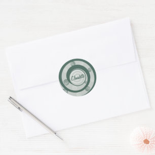 Pagan Goddess Spirals Green Personalized Classic Round Sticker