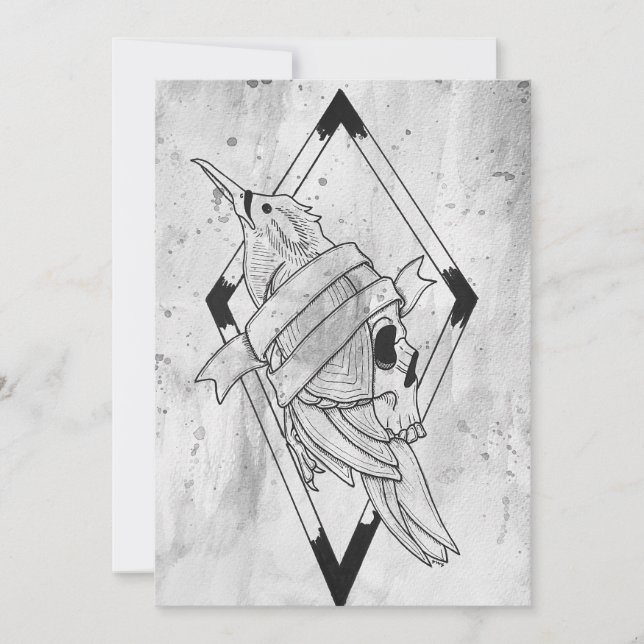 Pagan Gothic Skull Art Holiday Card (Front)